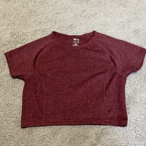 Burgundy Crop Top - Short Sleeve Athletic Tee